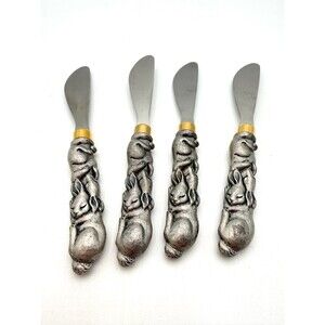 Set of 4 Bunnies Cheese or Butter Spreaders by Arthur Court